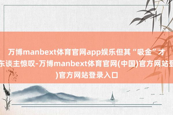 万博manbext体育官网app娱乐但其“吸金”才气却令东谈主惊叹-万博manbext体育官网(中国)官方网站登录入口