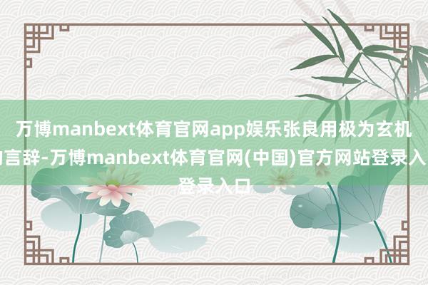 万博manbext体育官网app娱乐张良用极为玄机的言辞-万博manbext体育官网(中国)官方网站登录入口